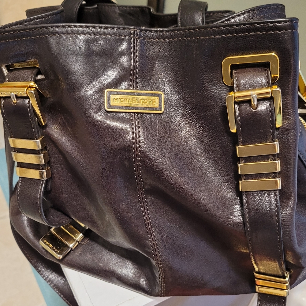 Michael Kors Darrington Large Brown Leather Tote Shoulder Handbag EUC! MSRP $995